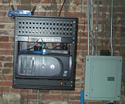 Equipment rack w/router and access point added, 2009-08-01